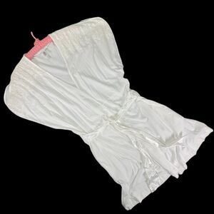 Oscar de la Renta Pink Label White Embroidered Pima Cotton Short Robe XL Bridal